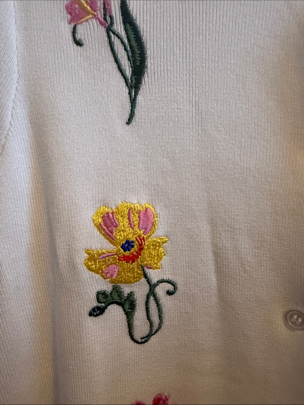 Free Assembly White Floral Embroidered Short-Sleeve Cardigan - Picture 2 of 7